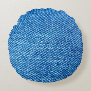 Blue Denim Texture Round Pillow