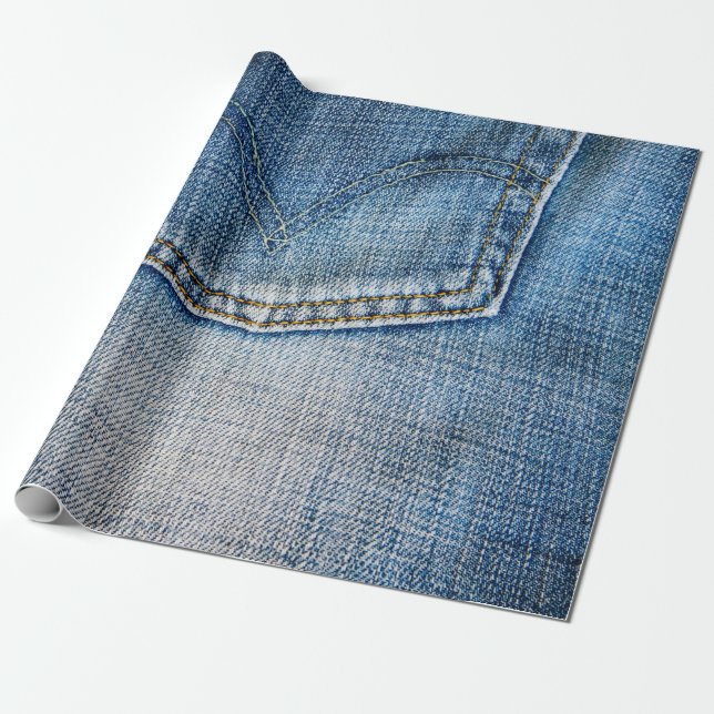 Blue denim wrapping paper (Unrolled)