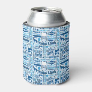 Blue Dental Clinic Pattern Can Cooler