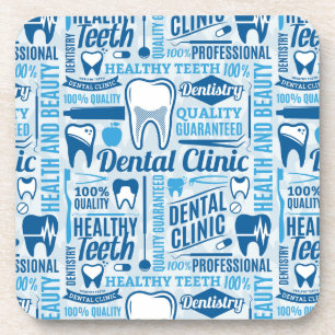 Blue Dental Clinic Pattern Coaster