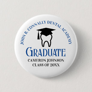 Blue Dental School Custom Dentist Graduation 2 Inch Round Button