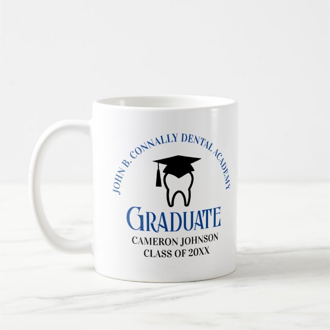 Blue Dental School Custom Dentist Graduation Coffee Mug (Left)