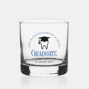 Blue Dental School Custom Dentist Graduation Whiskey Glass