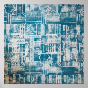Blue Derby pattern Poster