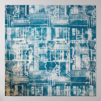 Blue Derby pattern Poster