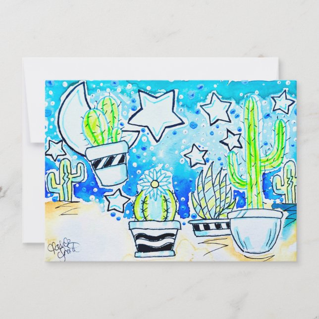 "Blue Desert" Cactus Card (Front)
