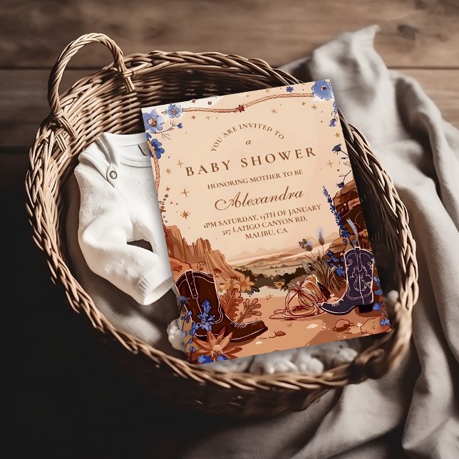 Blue Desert Western Baby Shower Invitation (Creator Uploaded)