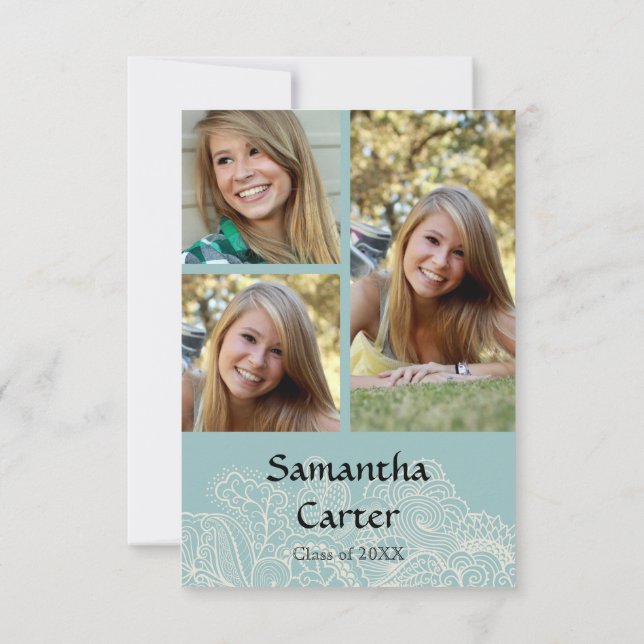 Blue Design - 3x5 Graduation Announcement (Back)