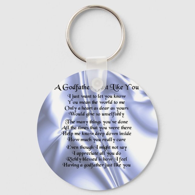 Blue Design  Godfather Poem Keychain (Front)