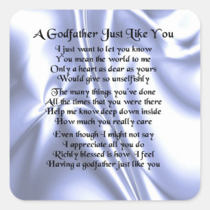 Blue Design Godfather Poem Square Sticker