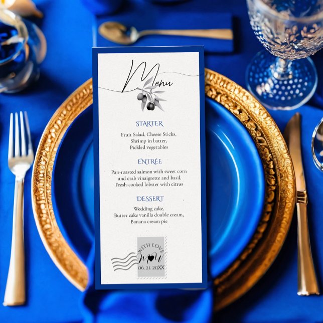 Blue Destination Wedding Custom Menu Template  (Creator Uploaded)
