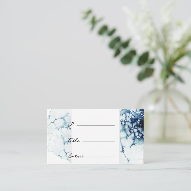 Blue Destination Wedding Entree Choice Flat Place Card (Standing Front)