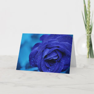Blue Dewdrop Rose Card