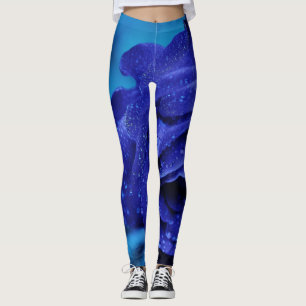 Blue Dewdrop Rose Leggings