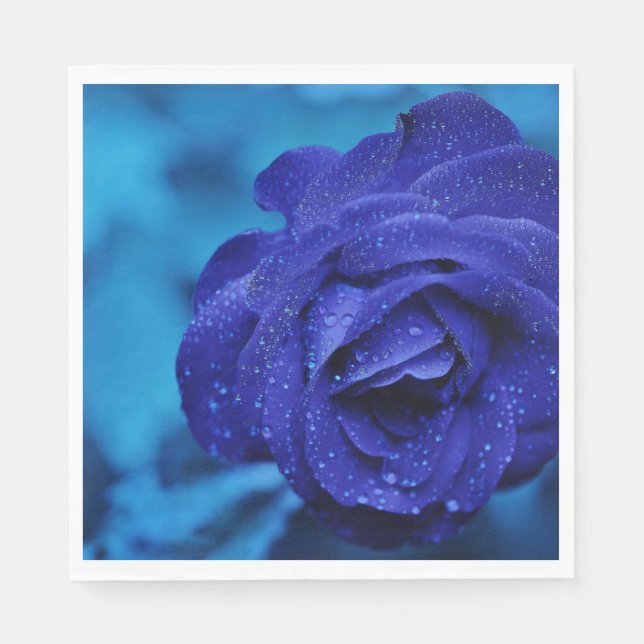 Blue Dewdrop Rose Napkin (Front)