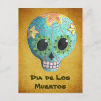 Blue Dia de Los Muertos Art Sugar Skull