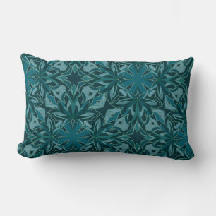 Blue Diagonal Leaf Design Accent Pillow