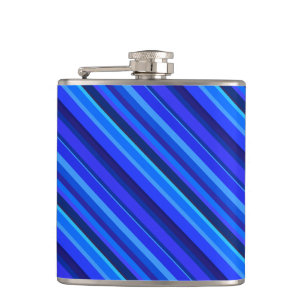 Blue diagonal stripes hip flask
