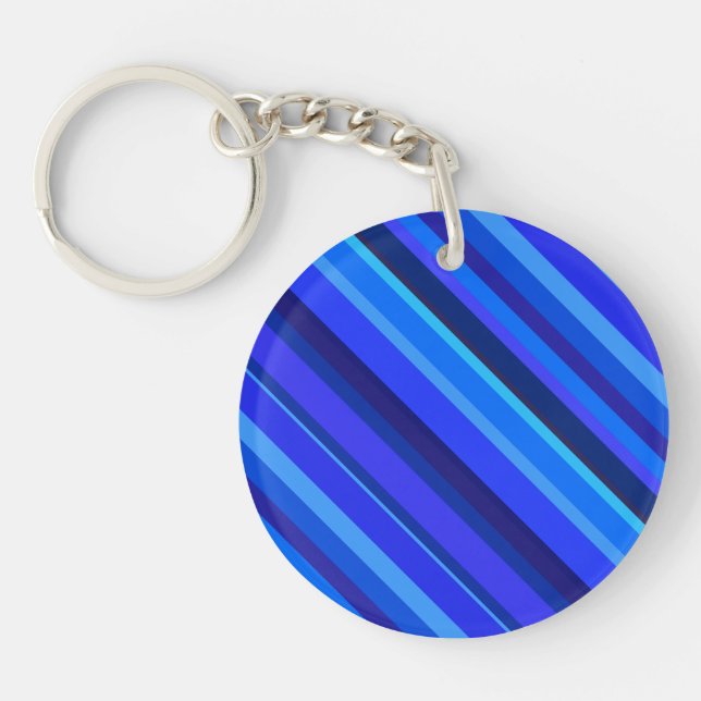 Blue diagonal stripes keychain (Front)