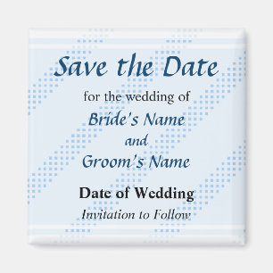 Blue Diagonal Stripes Save the Date Magnet