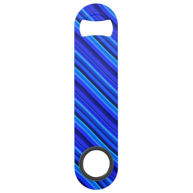 Blue diagonal stripes speed bottle opener (Front)