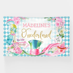 Blue Diamond 6x10 Alice Onederland Birthday Banner