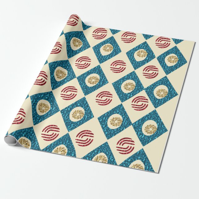 Blue Diamond Abstract Gift Wrapping Paper (Unrolled)