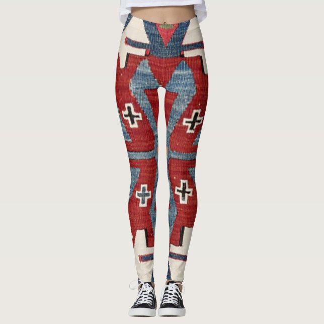 Blue Diamond Arrow Konya II 19th Century Authentic Leggings (Front)