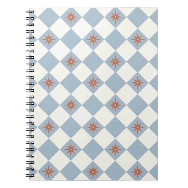 Blue Diamond Bloom Pattern Notebook (Front)