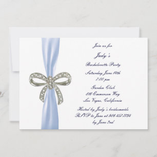 Blue Diamond Bow Bachelorette Party Invitation