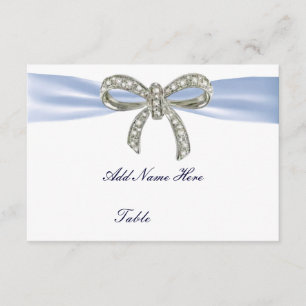 Blue Diamond Bow Wedding Table Place Card