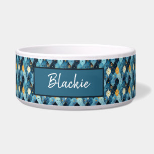 Blue Diamond Dog Food Bowl with Name Custom