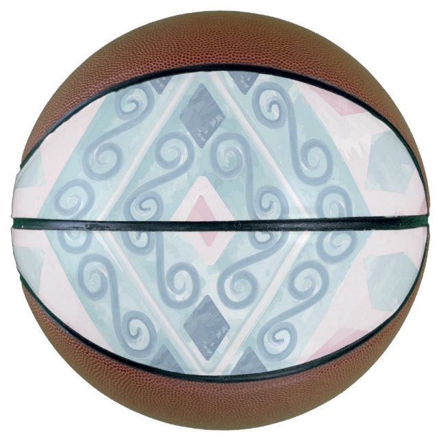 Blue Diamond Geometric Pattern Basketball (Front)