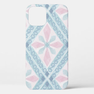 Blue Diamond Geometric Pattern iPhone 12 Case