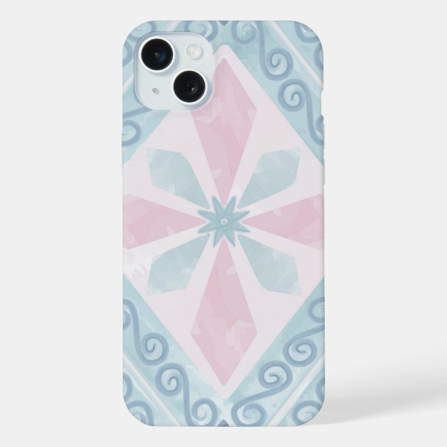 Blue Diamond Geometric Pattern iPhone Case (Back)