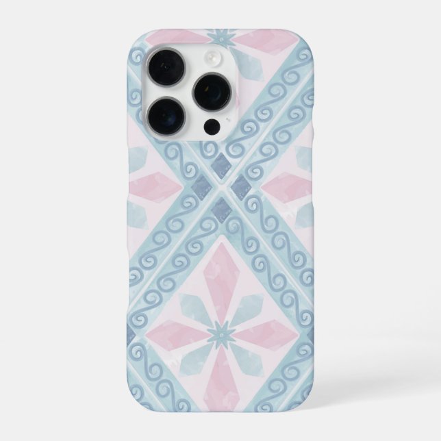 Blue Diamond Geometric Pattern iPhone Case (Back)