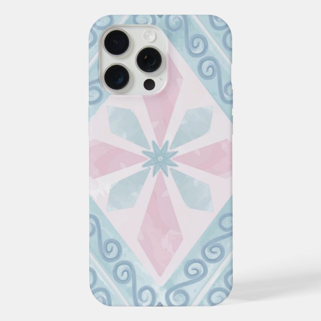 Blue Diamond Geometric Pattern iPhone Case (Back)