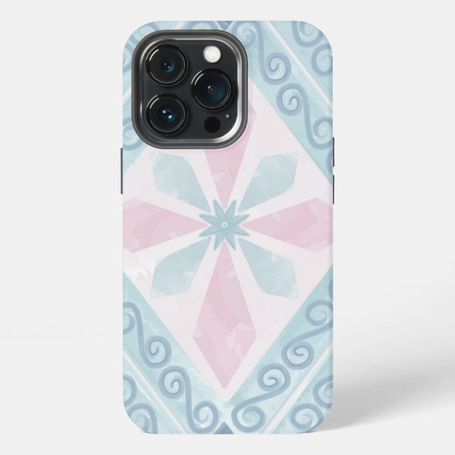 Blue Diamond Geometric Pattern iPhone Case (Back)