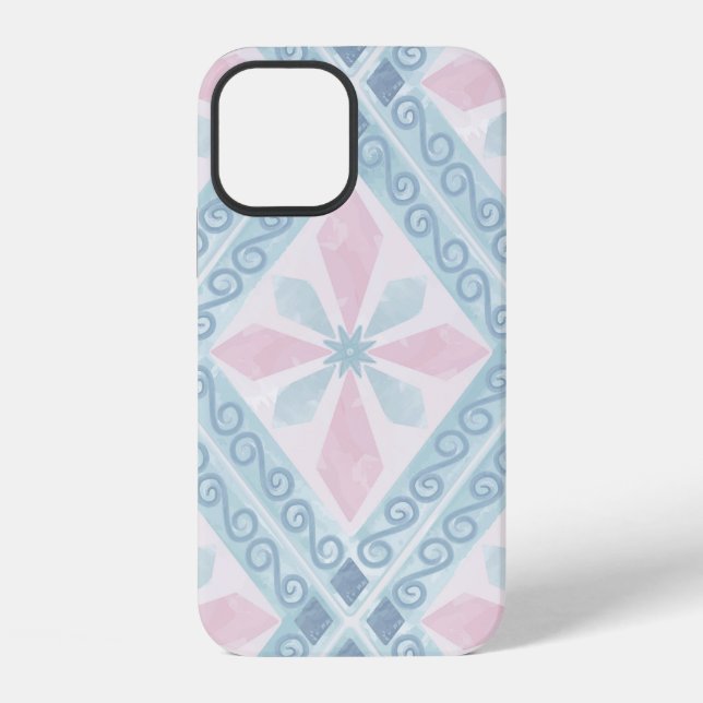 Blue Diamond Geometric Pattern iPhone Case (Back)