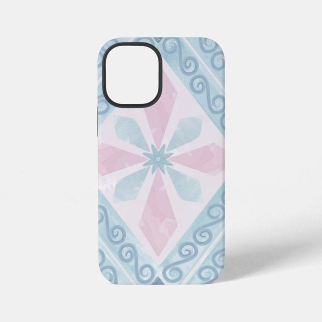 Blue Diamond Geometric Pattern iPhone Case (Back)