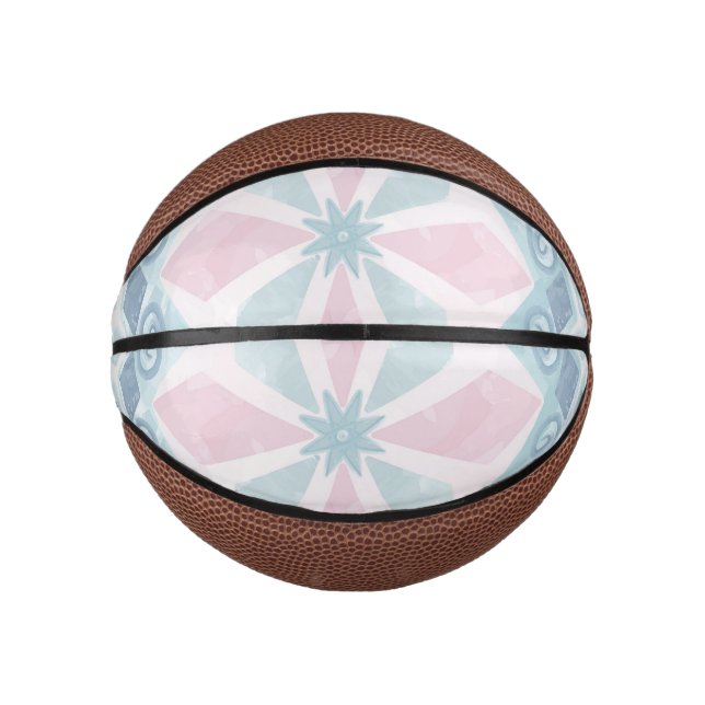 Blue Diamond Geometric Pattern Mini Basketball (Front)
