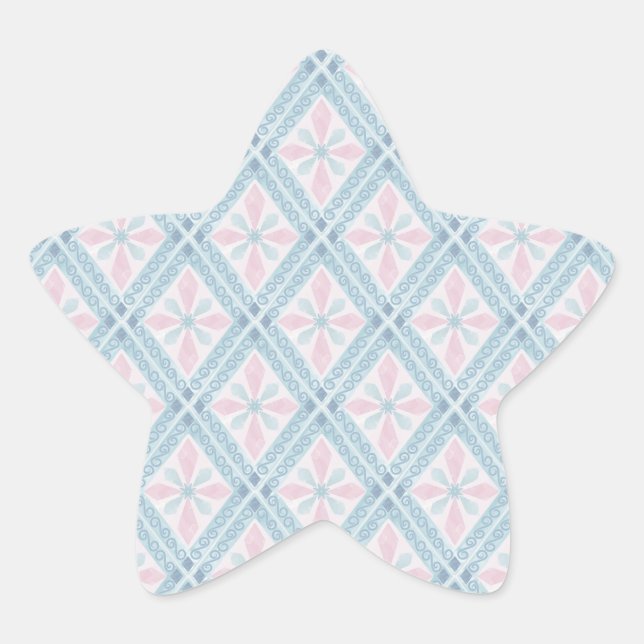 Blue Diamond Geometric Pattern Star Sticker (Front)