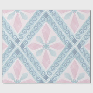 Blue Diamond Geometric Pattern Wrapping Paper