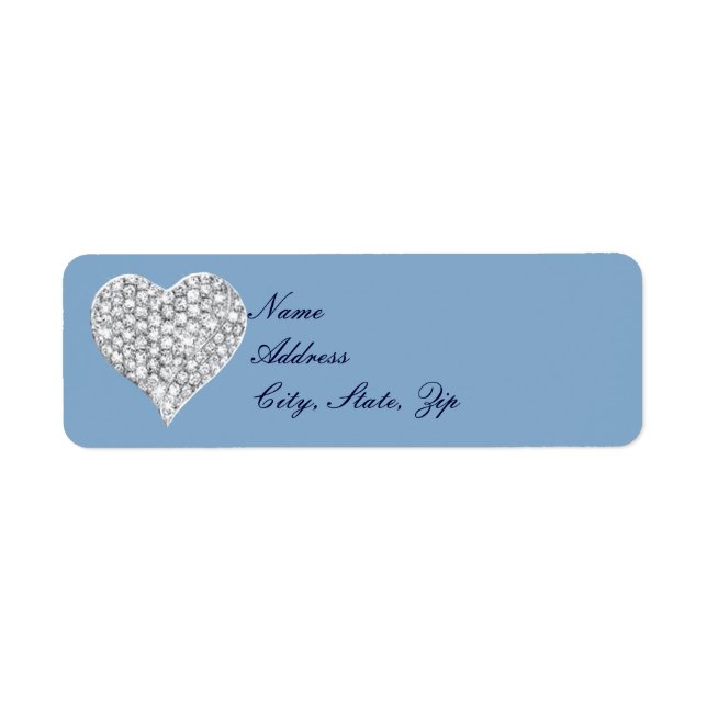 Blue Diamond Heart Address Labels (Front)