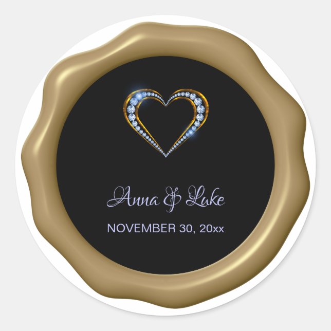 *~* Blue Diamond Heart Wax Seal Wedding (Front)