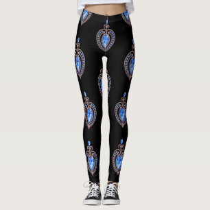 Blue diamond hearts Leggings