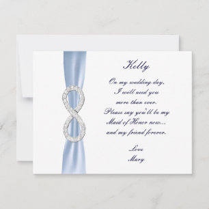 Blue Diamond Infinity Wedding Maid Of Honour Card