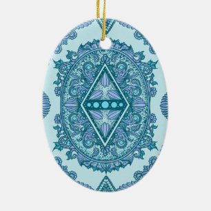 Blue Diamond Mandala Ceramic Ornament
