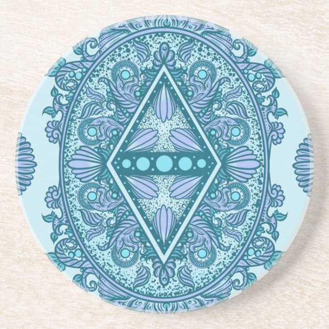 Blue Diamond Mandala Coaster (Front)