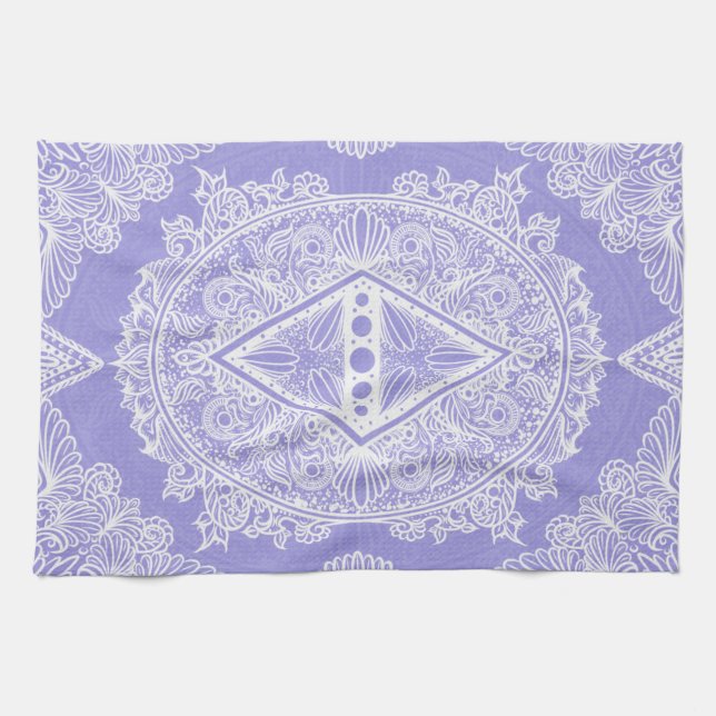 Blue Diamond Mandala Kitchen Towel (Horizontal)